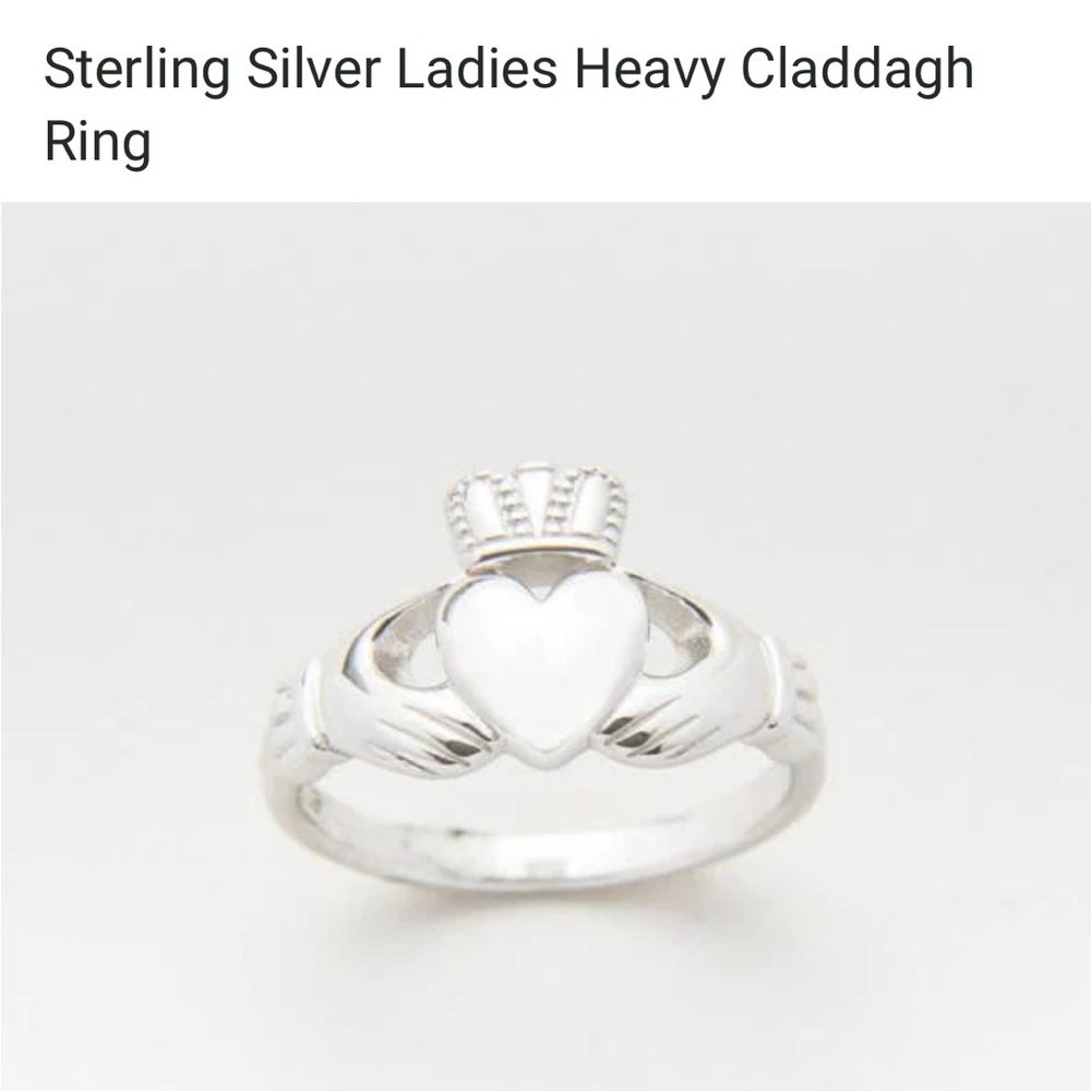 Sterling Silver Ladies Heavy Claddagh Ring